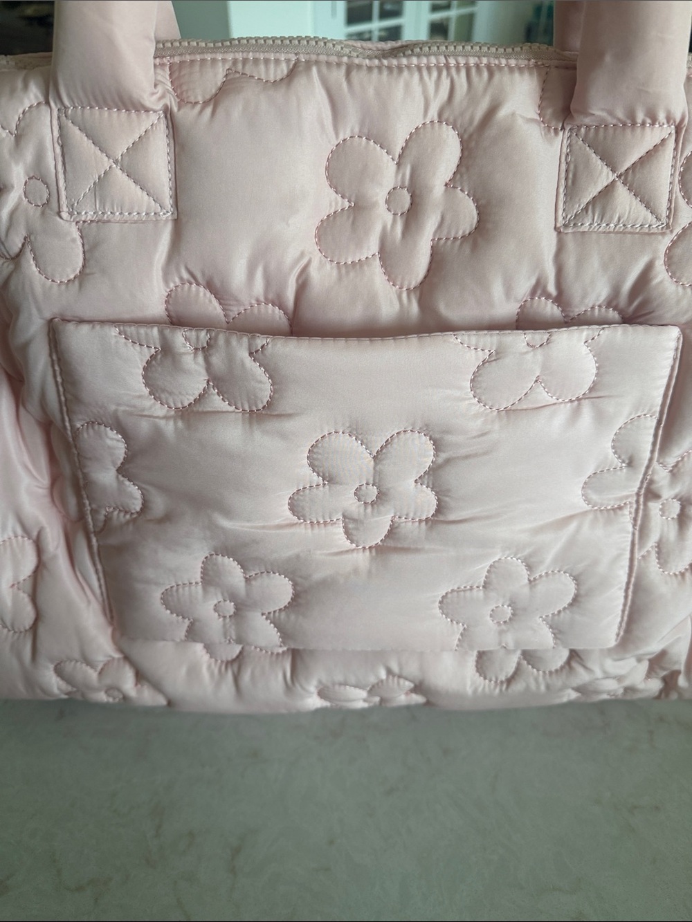 Wilo Quilted Floral Travel Tote in Light Pink - Picture 6 of 14